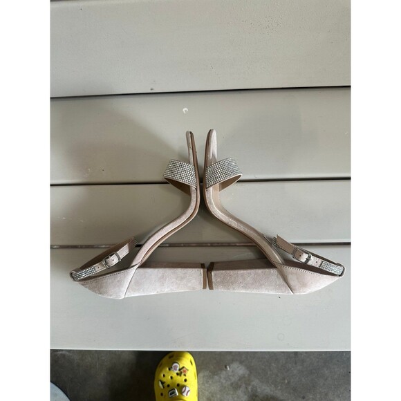 Steve Madden Carrson Rhinestone Leather Suede Ankle Strap Block Heel Sandal 8 - Picture 8 of 12